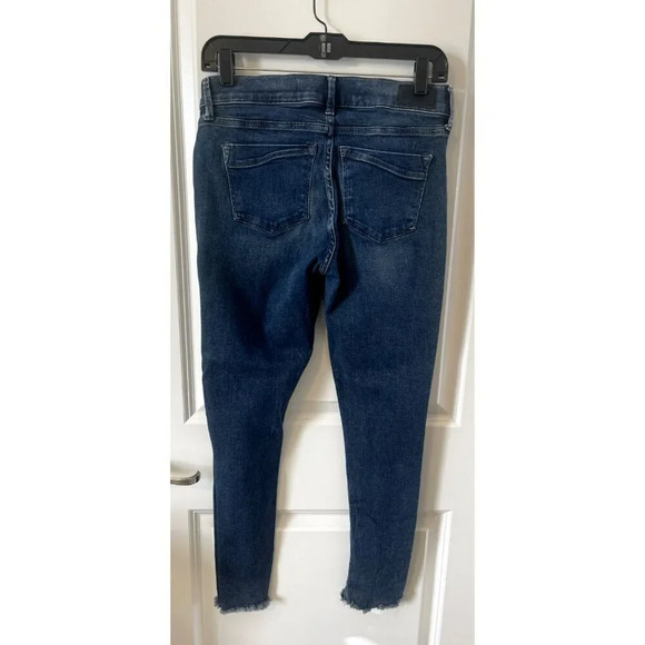 Express Ankle Legging Mid Rise Jeans Women Size 6 Dark Denim Ultimate stretch - Picture 2 of 5